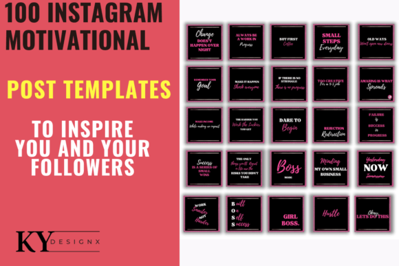 100 Instagram Editable Templates: The Ultimate Pink, Black and White Collection