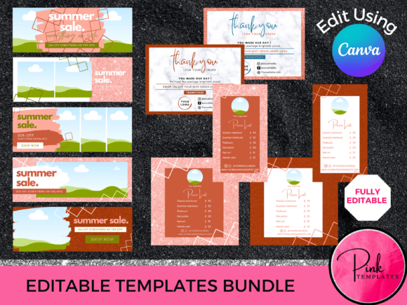 Beauty Business Templates Bundle: Elevate Your Canva Designs