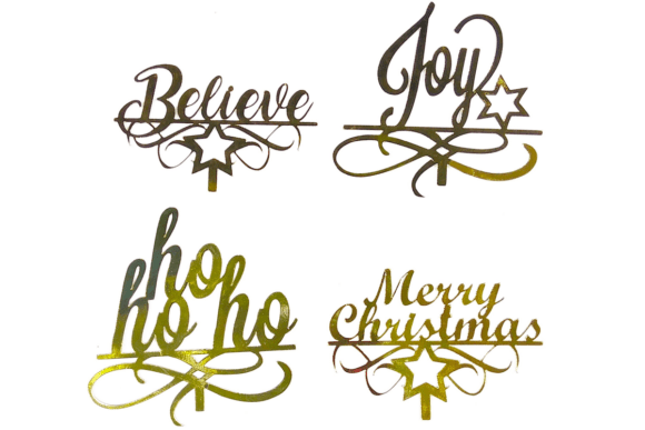 Christmas Cake Toppers: 4 Festive SVG Templates for Instant Download