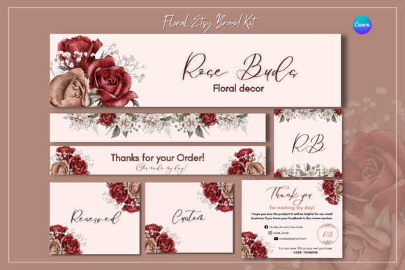 Floral Etsy Shop Brand Kit Templates: Your Complete Canva Solution