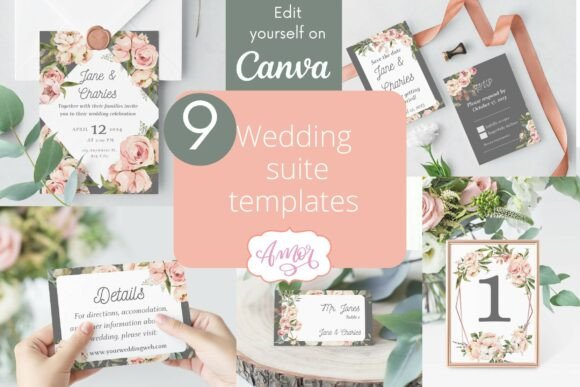 Floral Wedding Canva Templates: A Botanical Design Suite