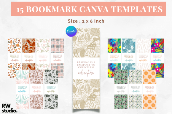 Professional Bookmark Design with 15 Canva Templates