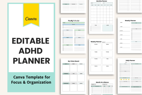 Take Control of Your Schedule with the Editable ADHD Planner Canva Template